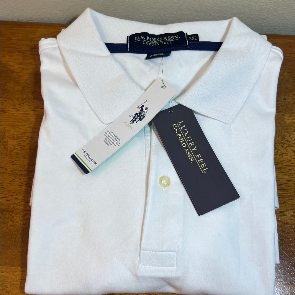 U.S. Polo Assn. White Polo Shirt with Navy Logo Size XXL